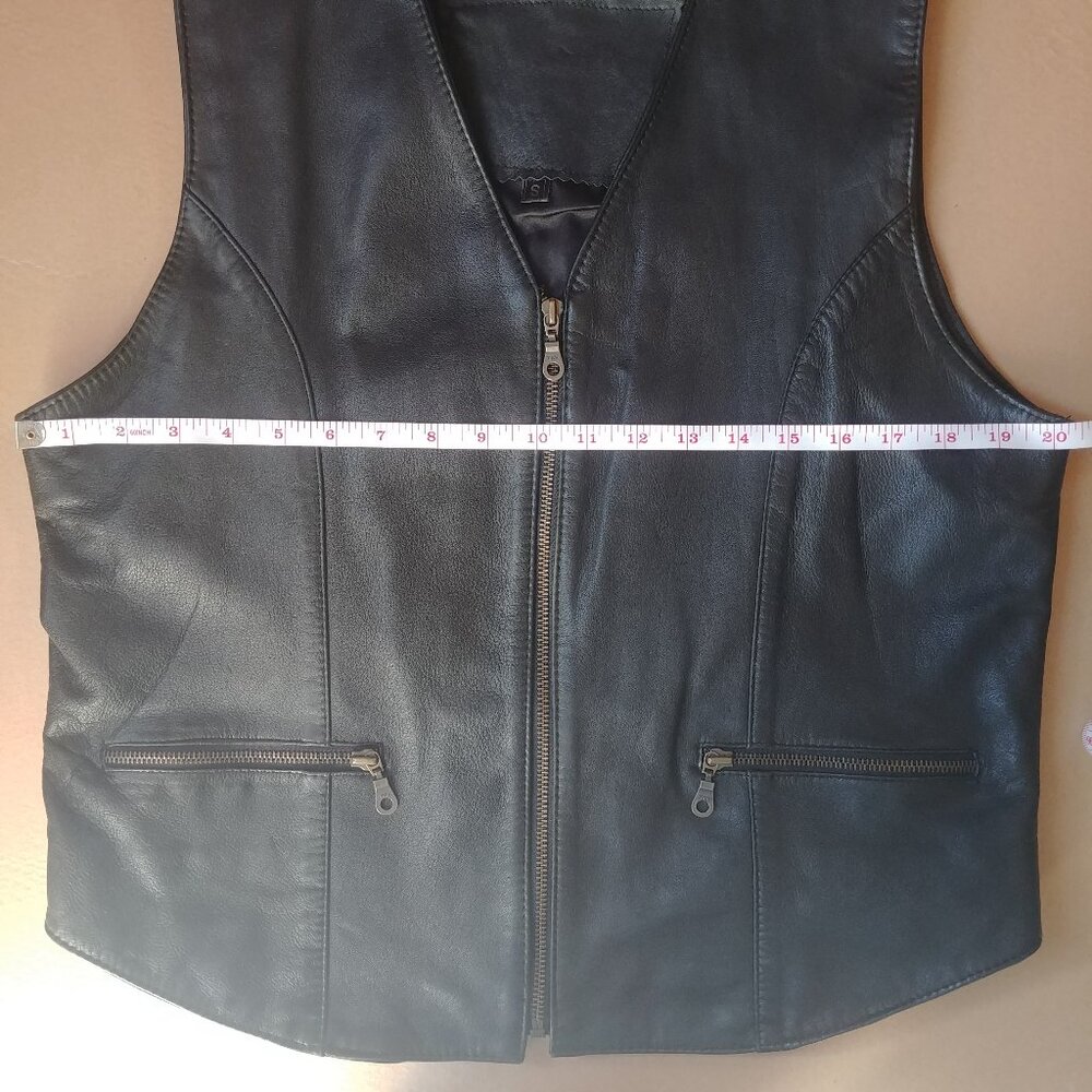 Real Leather Black Zipper Zip-up Vest Germany Fully Lined Mens Small S - Picture 6 of 13